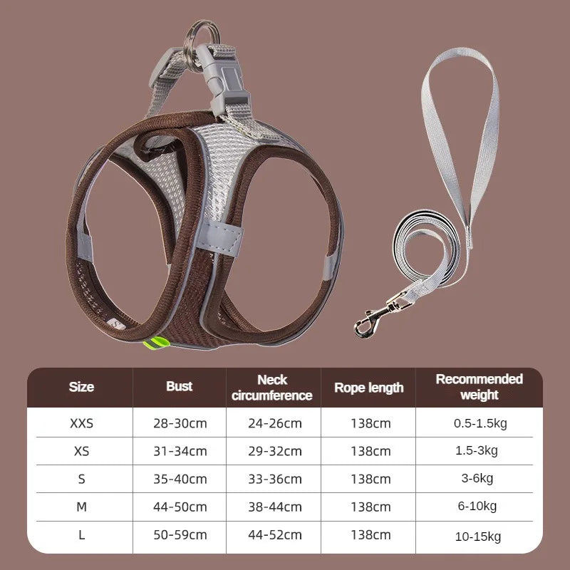 Kit Peitoral e Guia Refletivo para Pets