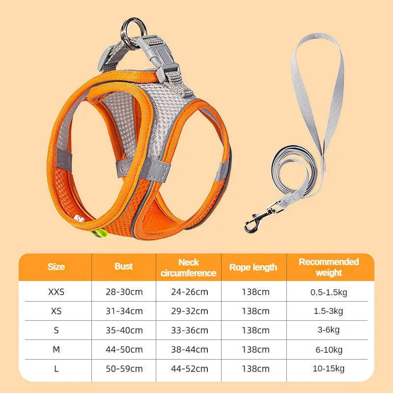 Kit Peitoral e Guia Refletivo para Pets
